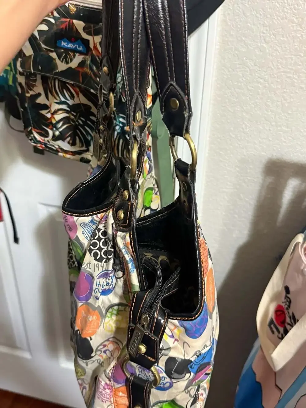 Coach Multicolor Logo Print Hobo Bag